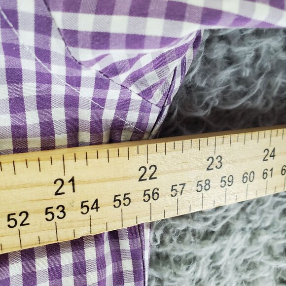 Brooks Brothers Shirt Mens Medium Purple Gingham 346 Original Polo Non-Iron - Picture 8 of 10